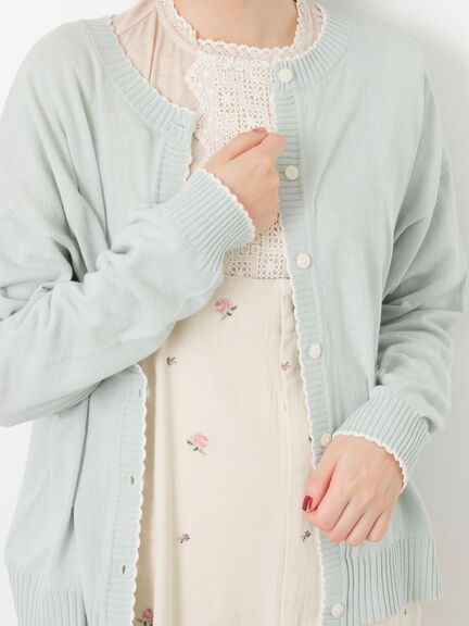 配色スカラップカーディガン（オフホワイト/ブラック/レッド/ミント）｜Samansa Mos2（サマンサ モスモス）通販