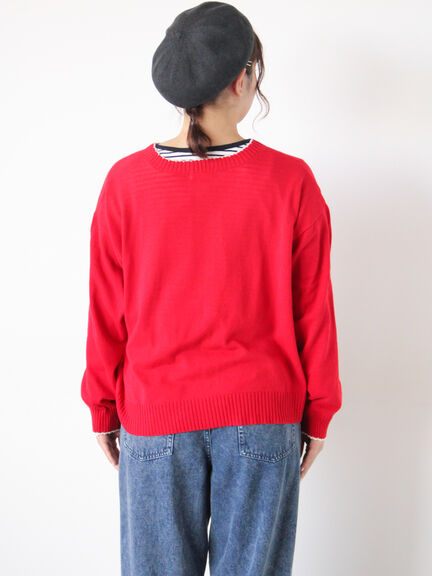 配色スカラップカーディガン（オフホワイト/ブラック/レッド/ミント）｜Samansa Mos2（サマンサ モスモス）通販