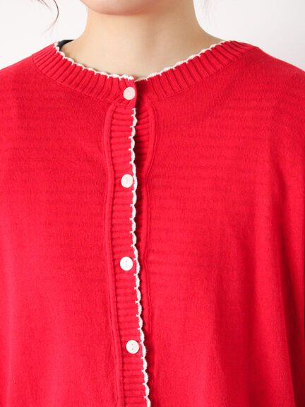 配色スカラップカーディガン（オフホワイト/ブラック/レッド/ミント）｜Samansa Mos2（サマンサ モスモス）通販