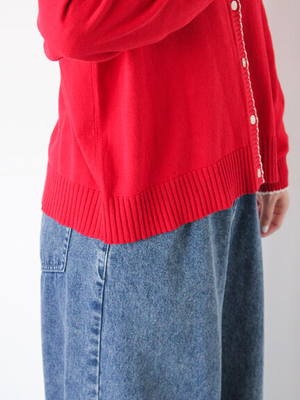 配色スカラップカーディガン（オフホワイト/ブラック/レッド/ミント）｜Samansa Mos2（サマンサ モスモス）通販