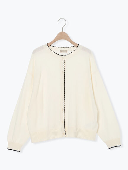 配色スカラップカーディガン（オフホワイト/ブラック/レッド/ミント）｜Samansa Mos2（サマンサ モスモス）通販