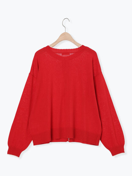 配色スカラップカーディガン（オフホワイト/ブラック/レッド/ミント）｜Samansa Mos2（サマンサ モスモス）通販