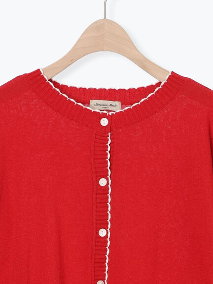 配色スカラップカーディガン（オフホワイト/ブラック/レッド/ミント）｜Samansa Mos2（サマンサ モスモス）通販