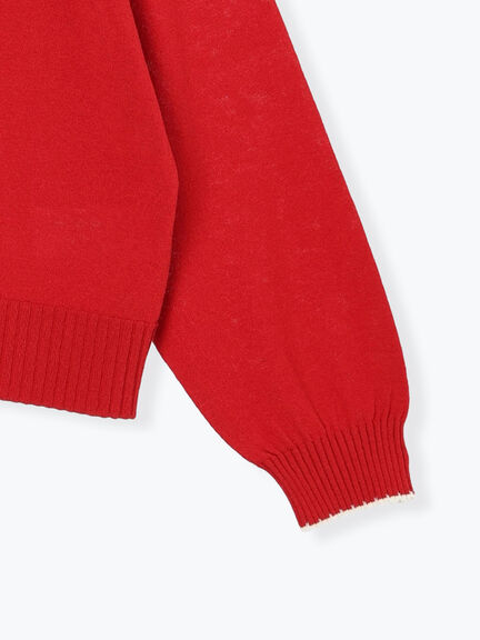 配色スカラップカーディガン（オフホワイト/ブラック/レッド/ミント）｜Samansa Mos2（サマンサ モスモス）通販