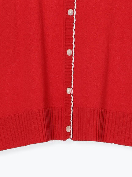 配色スカラップカーディガン（オフホワイト/ブラック/レッド/ミント）｜Samansa Mos2（サマンサ モスモス）通販