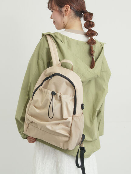 ドロストポケットリュック（ブラック/ベージュ/バッグ/バッグ・ポーチ