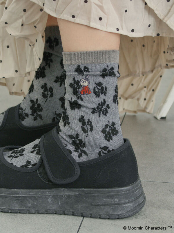 【MOOMIN×SamansaMos2】リトルミイ刺繍花柄ソックス（グレー）｜Samansa Mos2（サマンサ モスモス）通販