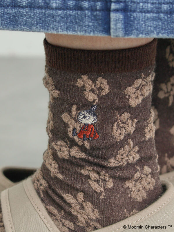セール】 【MOOMIN×SamansaMos2】リトルミイ刺繍花柄ソックス（グレー
