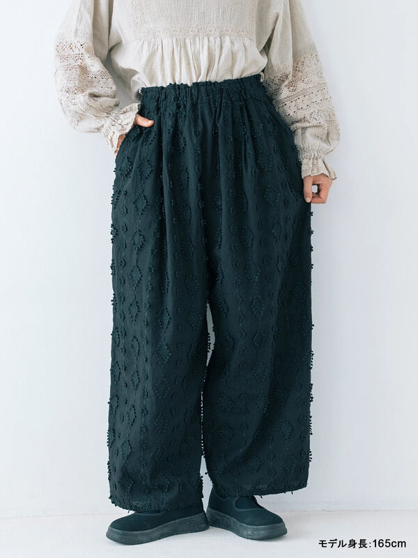 【kazumi×Samansa Mos2】3D刺繍パンツ（ブラック）｜Samansa Mos2（サマンサ モスモス）通販