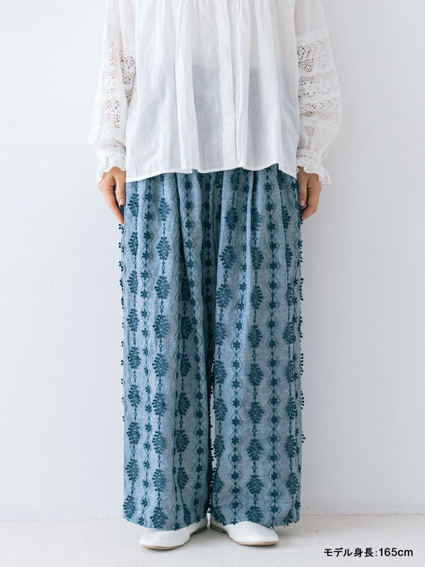 【kazumi×Samansa Mos2】3D刺繍パンツ（ネイビー）｜Samansa Mos2（サマンサ モスモス）通販