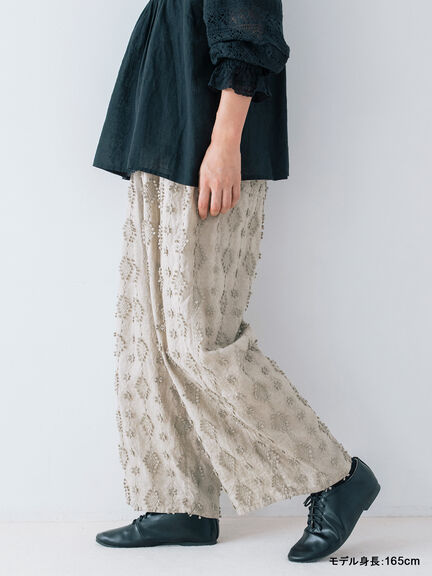 【kazumi×Samansa Mos2】3D刺繍パンツ（オフホワイト/ブラック/ベージュ/ネイビー）｜Samansa Mos2（サマンサ モスモス）通販