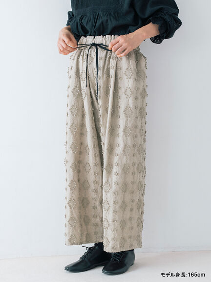 【kazumi×Samansa Mos2】3D刺繍パンツ（オフホワイト/ブラック/ベージュ/ネイビー）｜Samansa Mos2（サマンサ モスモス）通販