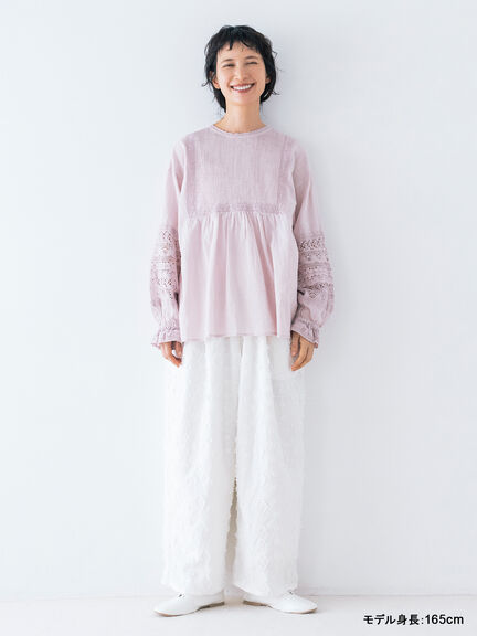 【kazumi×Samansa Mos2】3D刺繍パンツ（オフホワイト/ブラック/ベージュ/ネイビー）｜Samansa Mos2（サマンサ モスモス）通販