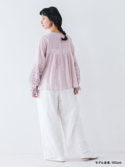 【kazumi×Samansa Mos2】3D刺繍パンツ（オフホワイト/ブラック/ベージュ/ネイビー）｜Samansa Mos2（サマンサ モスモス）通販