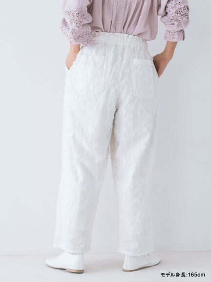 【kazumi×Samansa Mos2】3D刺繍パンツ（オフホワイト/ブラック/ベージュ/ネイビー）｜Samansa Mos2（サマンサ モスモス）通販