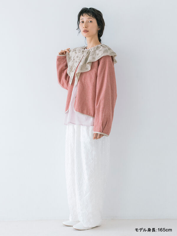 kazumi×Samansa Mos2】3D刺繍パンツ（オフホワイト/ブラック/ベージュ