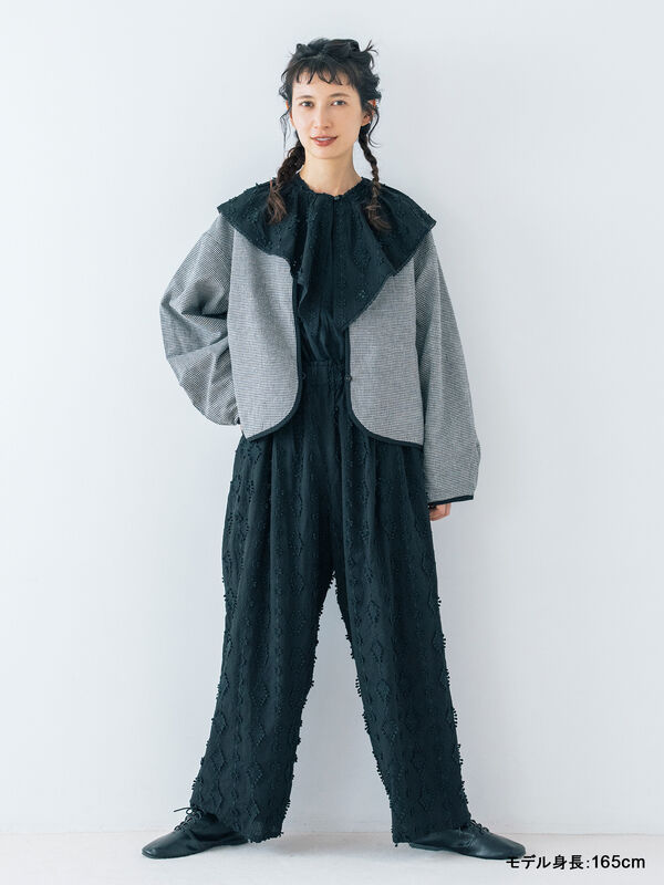 kazumi×Samansa Mos2】3D刺繍パンツ（オフホワイト/ブラック/ベージュ