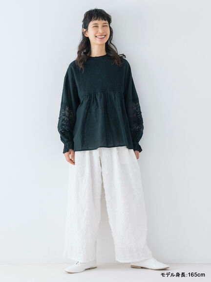 【kazumi×Samansa Mos2】3D刺繍パンツ（オフホワイト/ブラック/ベージュ/ネイビー）｜Samansa Mos2（サマンサ モスモス）通販