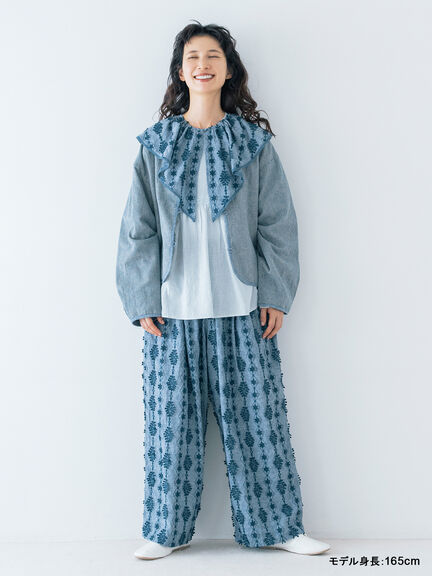 【kazumi×Samansa Mos2】3D刺繍パンツ（オフホワイト/ブラック/ベージュ/ネイビー）｜Samansa Mos2（サマンサ モスモス）通販