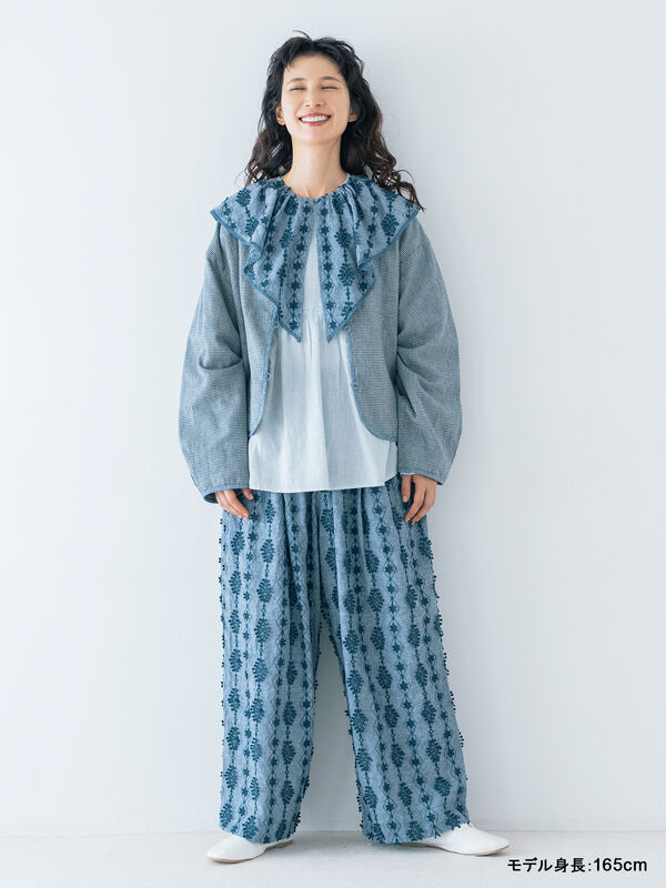 セール】 【kazumi×Samansa Mos2】3D刺繍パンツ（オフホワイト