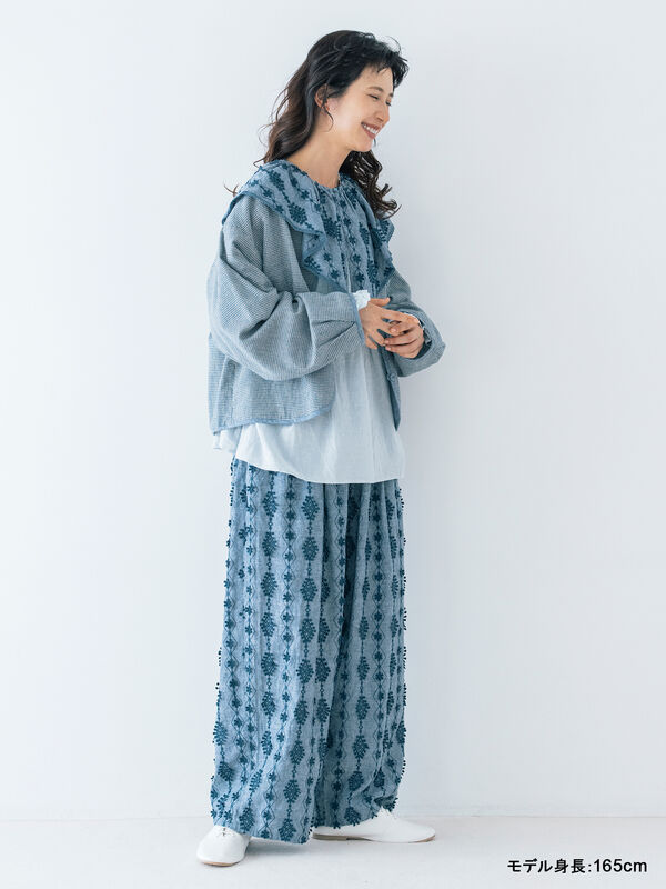 セール】 【kazumi×Samansa Mos2】3D刺繍パンツ（オフホワイト