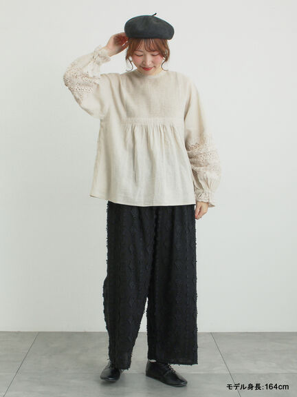 【kazumi×Samansa Mos2】3D刺繍パンツ（オフホワイト/ブラック/ベージュ/ネイビー）｜Samansa Mos2（サマンサ モスモス）通販