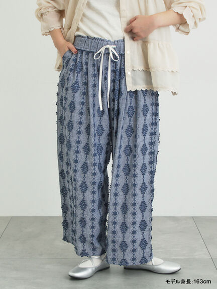 【kazumi×Samansa Mos2】3D刺繍パンツ（オフホワイト/ブラック/ベージュ/ネイビー）｜Samansa Mos2（サマンサ モスモス）通販