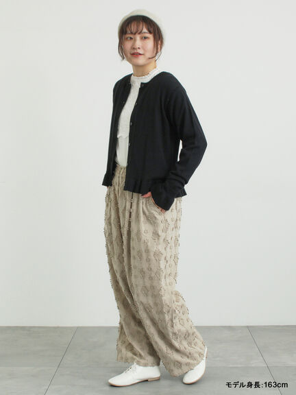 【kazumi×Samansa Mos2】3D刺繍パンツ（オフホワイト/ブラック/ベージュ/ネイビー）｜Samansa Mos2（サマンサ モスモス）通販