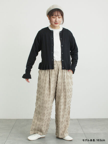 【kazumi×Samansa Mos2】3D刺繍パンツ（オフホワイト/ブラック/ベージュ/ネイビー）｜Samansa Mos2（サマンサ モスモス）通販