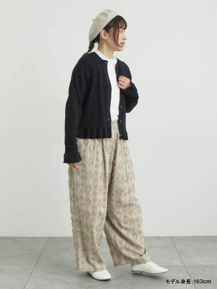 【kazumi×Samansa Mos2】3D刺繍パンツ（オフホワイト/ブラック/ベージュ/ネイビー）｜Samansa Mos2（サマンサ モスモス）通販