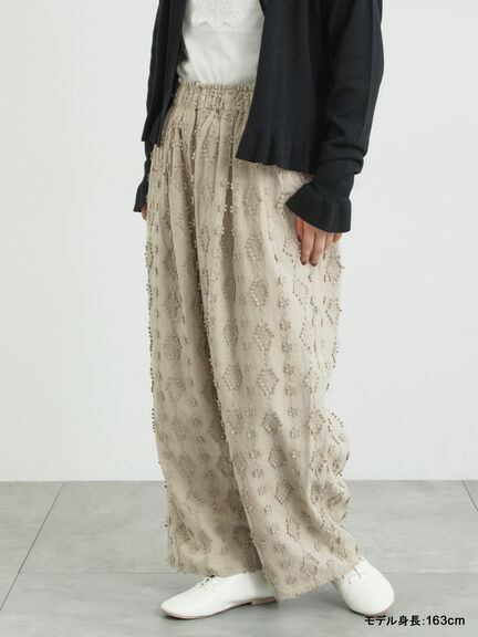 【kazumi×Samansa Mos2】3D刺繍パンツ（オフホワイト/ブラック/ベージュ/ネイビー）｜Samansa Mos2（サマンサ モスモス）通販