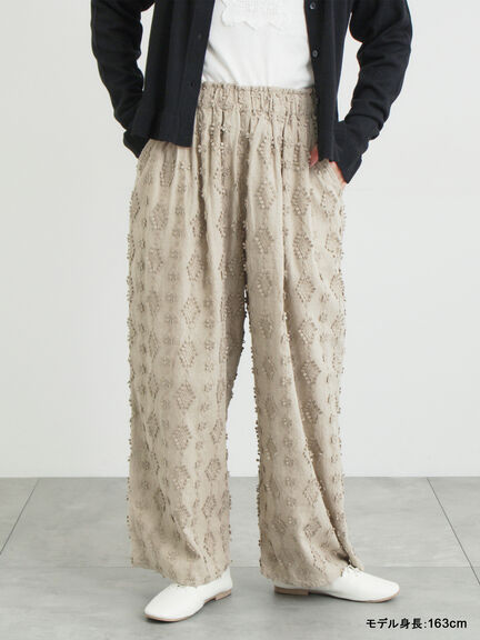 【kazumi×Samansa Mos2】3D刺繍パンツ（オフホワイト/ブラック/ベージュ/ネイビー）｜Samansa Mos2（サマンサ モスモス）通販