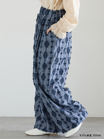 【kazumi×Samansa Mos2】3D刺繍パンツ（オフホワイト/ブラック/ベージュ/ネイビー）｜Samansa Mos2（サマンサ モスモス）通販