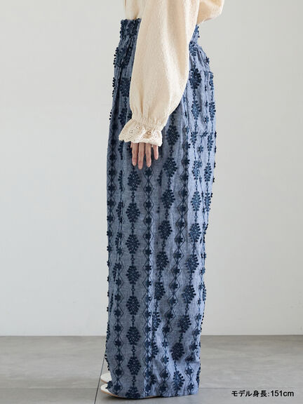 【kazumi×Samansa Mos2】3D刺繍パンツ（オフホワイト/ブラック/ベージュ/ネイビー）｜Samansa Mos2（サマンサ モスモス）通販