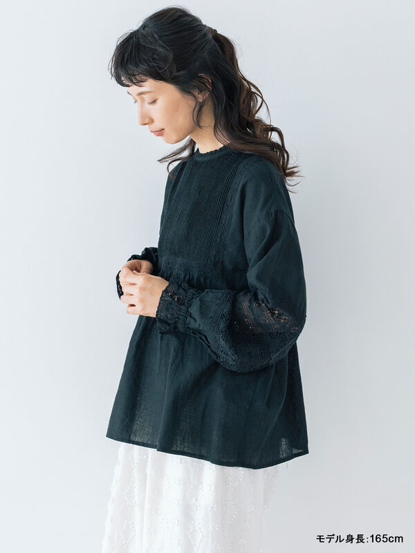 【kazumi×Samansa Mos2】袖レース前後着ブラウス（ブラック）｜Samansa Mos2（サマンサ モスモス）通販