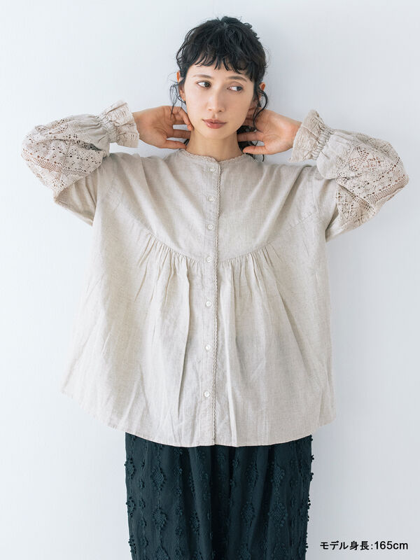 【kazumi×Samansa Mos2】袖レース前後着ブラウス（ベージュ）｜Samansa Mos2（サマンサ モスモス）通販