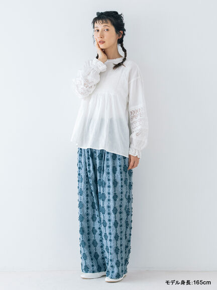 【kazumi×Samansa Mos2】袖レース前後着ブラウス（オフホワイト/ブラック/ピンク/ベージュ/ブルー）｜Samansa Mos2（サマンサ モスモス）通販