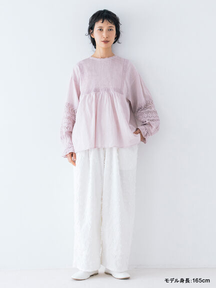 【kazumi×Samansa Mos2】袖レース前後着ブラウス（オフホワイト/ブラック/ピンク/ベージュ/ブルー）｜Samansa Mos2（サマンサ モスモス）通販