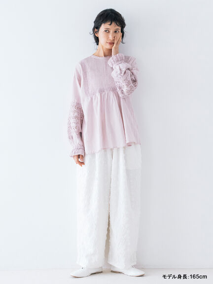 【kazumi×Samansa Mos2】袖レース前後着ブラウス（オフホワイト/ブラック/ピンク/ベージュ/ブルー）｜Samansa Mos2（サマンサ モスモス）通販