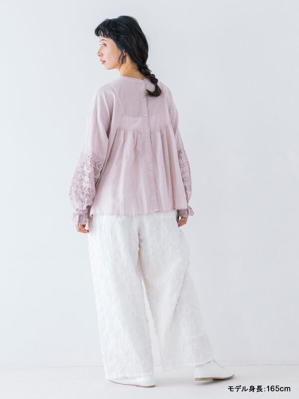 kazumi×Samansa Mos2】袖レース前後着ブラウス（オフホワイト/ブラック