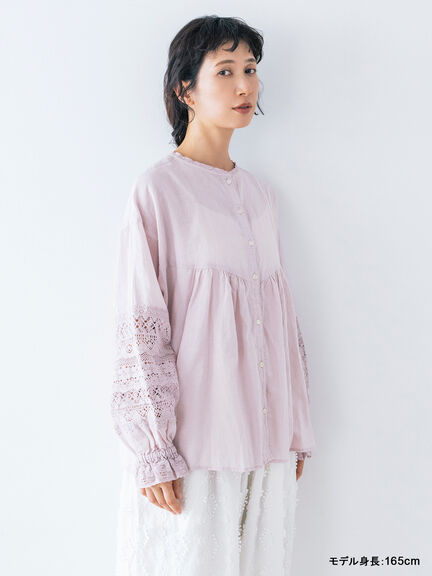【kazumi×Samansa Mos2】袖レース前後着ブラウス（オフホワイト/ブラック/ピンク/ベージュ/ブルー）｜Samansa Mos2（サマンサ モスモス）通販