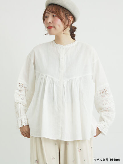 【kazumi×Samansa Mos2】袖レース前後着ブラウス（オフホワイト/ブラック/ピンク/ベージュ/ブルー）｜Samansa Mos2（サマンサ モスモス）通販