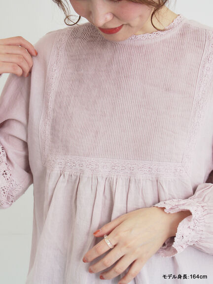 【kazumi×Samansa Mos2】袖レース前後着ブラウス（オフホワイト/ブラック/ピンク/ベージュ/ブルー）｜Samansa Mos2（サマンサ モスモス）通販