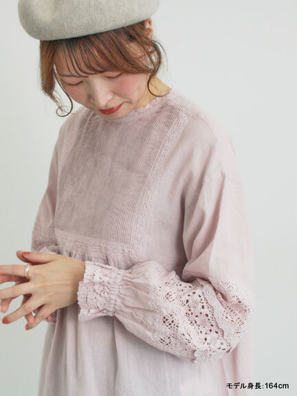 【kazumi×Samansa Mos2】袖レース前後着ブラウス（オフホワイト/ブラック/ピンク/ベージュ/ブルー）｜Samansa Mos2（サマンサ モスモス）通販