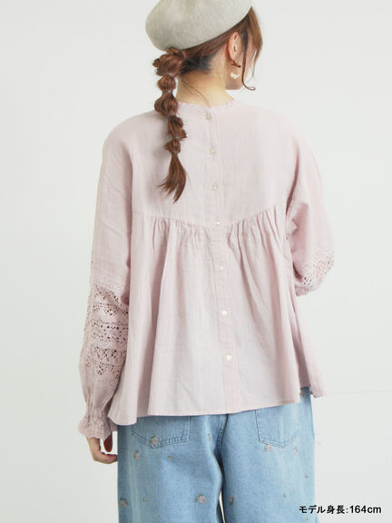 【kazumi×Samansa Mos2】袖レース前後着ブラウス（オフホワイト/ブラック/ピンク/ベージュ/ブルー）｜Samansa Mos2（サマンサ モスモス）通販