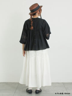 kazumi×Samansa Mos2】袖レース前後着ブラウス（オフホワイト/ブラック