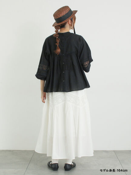 【kazumi×Samansa Mos2】袖レース前後着ブラウス（オフホワイト/ブラック/ピンク/ベージュ/ブルー）｜Samansa Mos2（サマンサ モスモス）通販