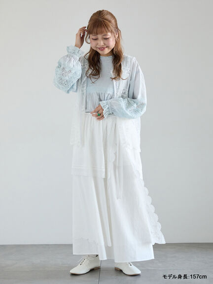 【kazumi×Samansa Mos2】袖レース前後着ブラウス（オフホワイト/ブラック/ピンク/ベージュ/ブルー）｜Samansa Mos2（サマンサ モスモス）通販