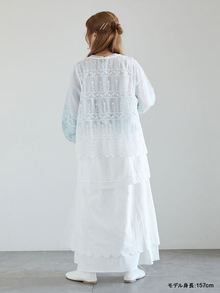 【kazumi×Samansa Mos2】袖レース前後着ブラウス（オフホワイト/ブラック/ピンク/ベージュ/ブルー）｜Samansa Mos2（サマンサ モスモス）通販