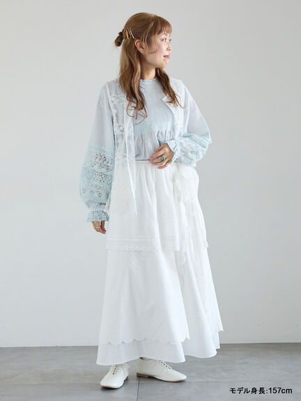 【kazumi×Samansa Mos2】袖レース前後着ブラウス（オフホワイト/ブラック/ピンク/ベージュ/ブルー）｜Samansa Mos2（サマンサ モスモス）通販